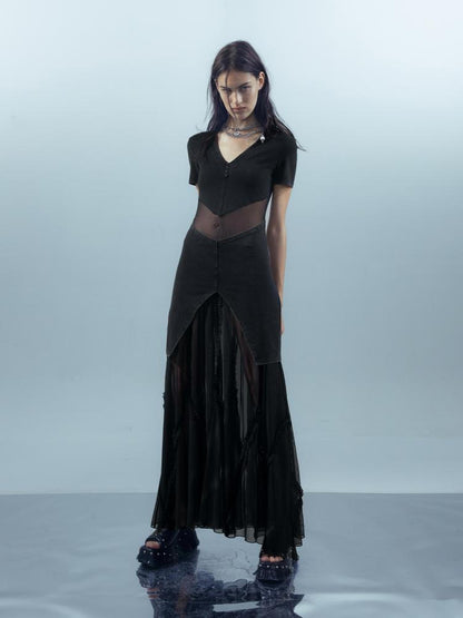 UpdateNN NORTH NODE Sheer Mesh Paneled Washable Dress