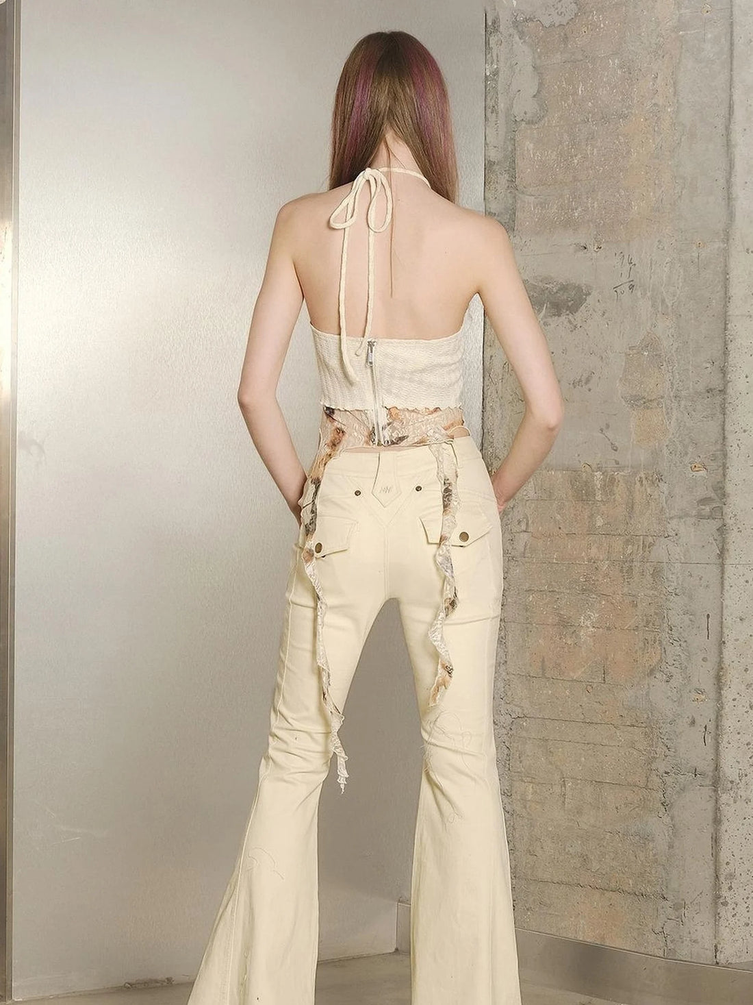 Slim Fit Flared Pants With Astro Inspired Design