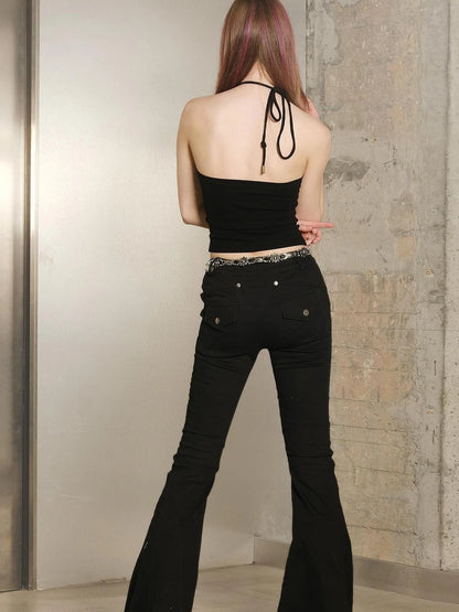 Slim Fit Flared Pants With Astro Inspired Design