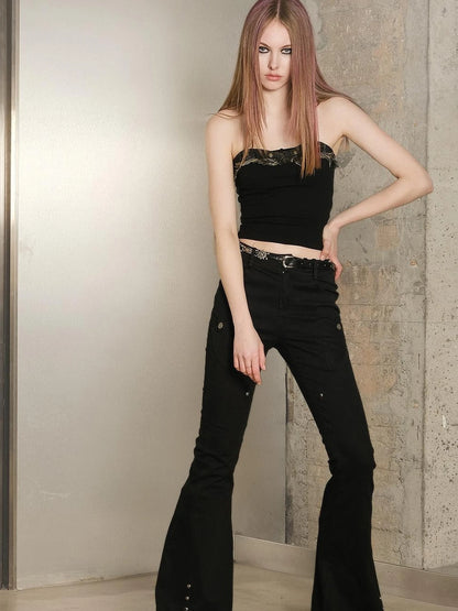 Slim Fit Flared Pants With Astro Inspired Design