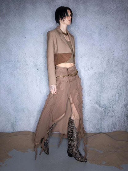 Slipping Dusk Studded Peplum Blazer Set