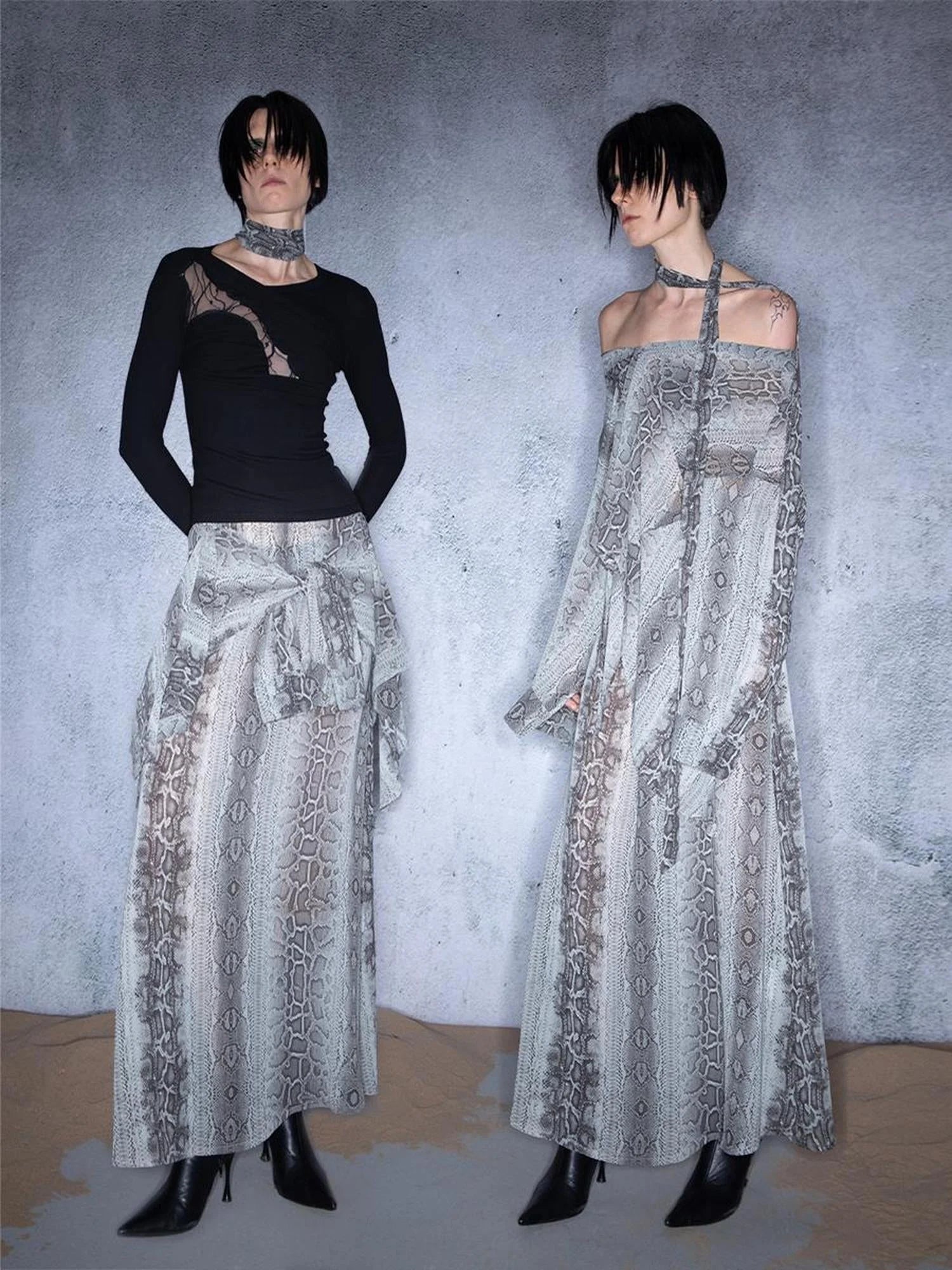 Snake Print Chiffon Shirt Dress Multi Way Wear