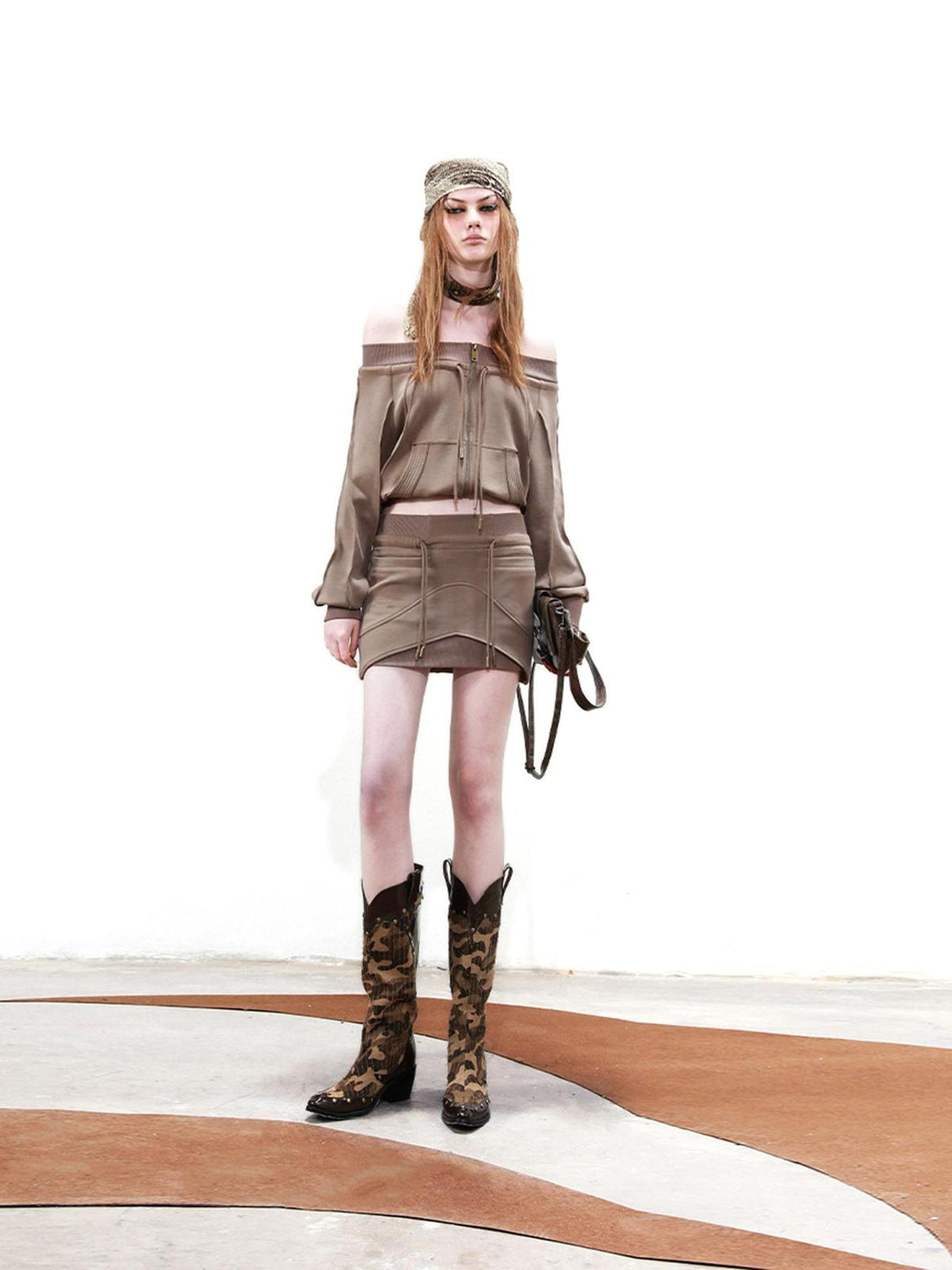 UpdateNN NORTH NODE Snake Print Patchwork Denim Mini Skirt