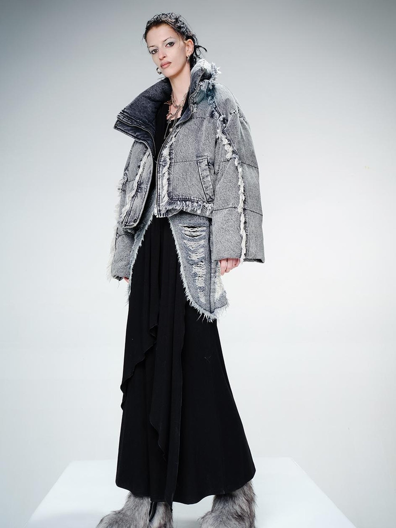 UpdateNN NORTH NODE Snowflake Washed Denim Down Jacket