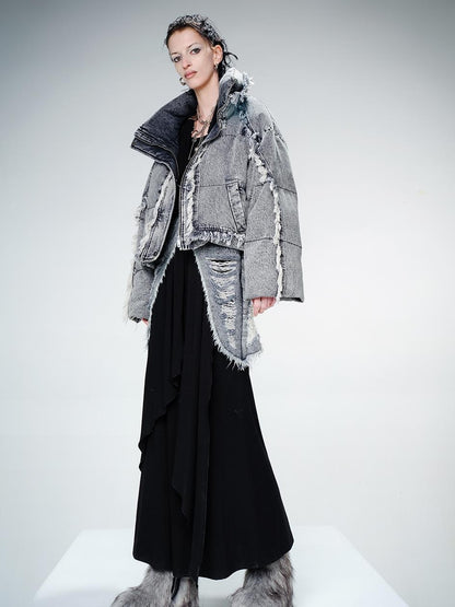 UpdateNN NORTH NODE Snowflake Washed Denim Down Jacket