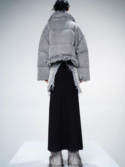 UpdateNN NORTH NODE Snowflake Washed Denim Down Jacket