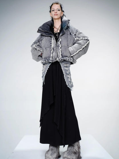 UpdateNN NORTH NODE Snowflake Washed Denim Down Jacket