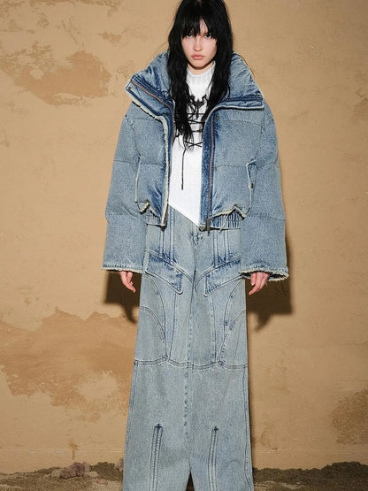 Snowwash Flared Jeans With Astro Design