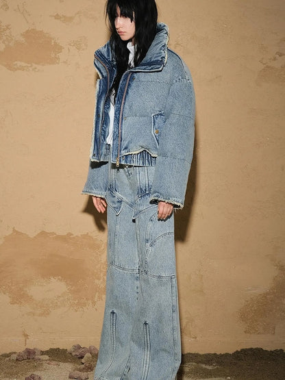 Snowwash Flared Jeans With Astro Design