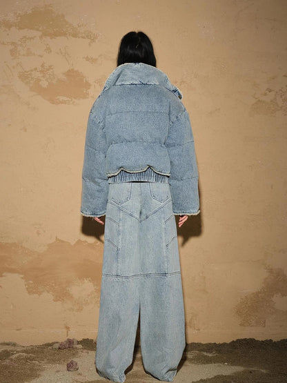 Snowwash Flared Jeans With Astro Design