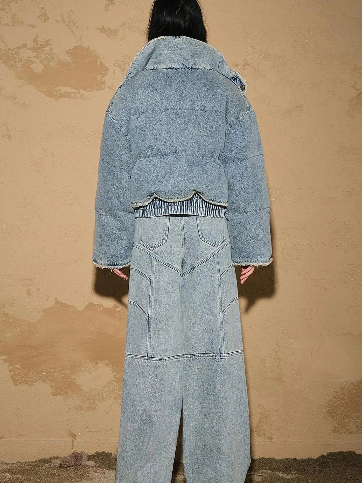 Snowwash Flared Jeans With Astro Design