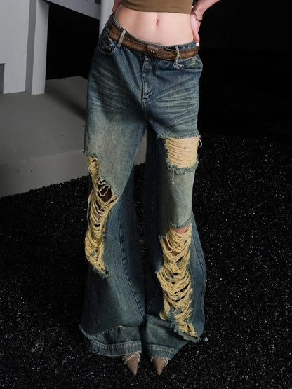 Street Tipsy Distressed Wide Leg Jeans