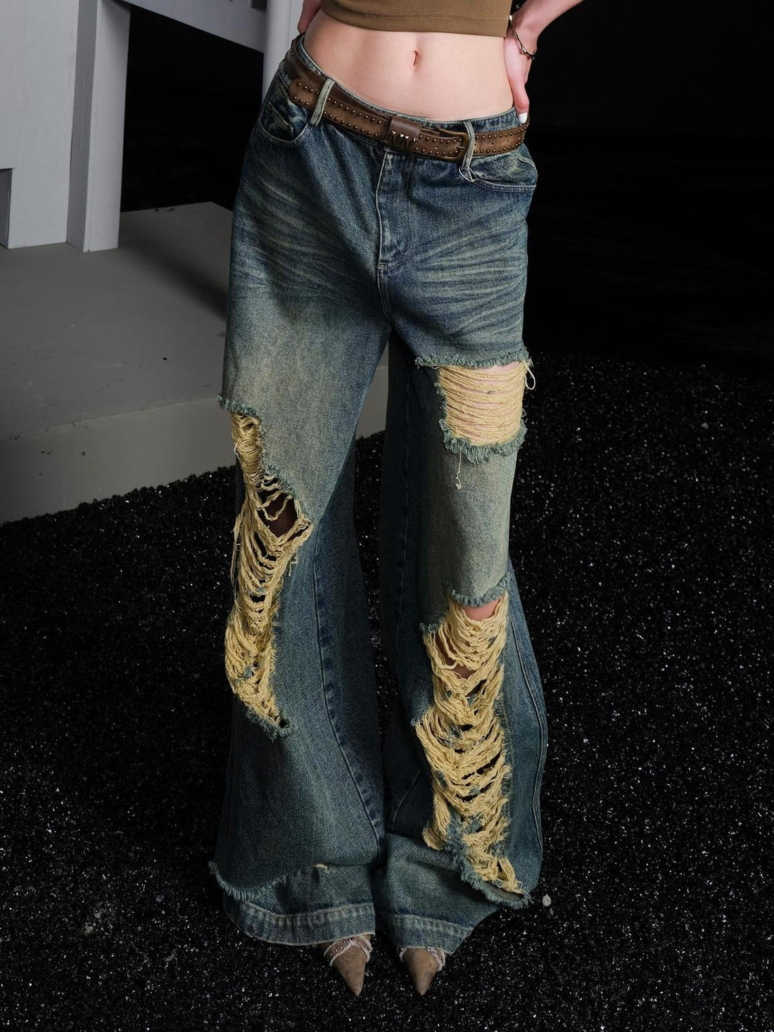 UpdateNN NORTH NODE Street Tipsy Distressed Wide Leg Jeans
