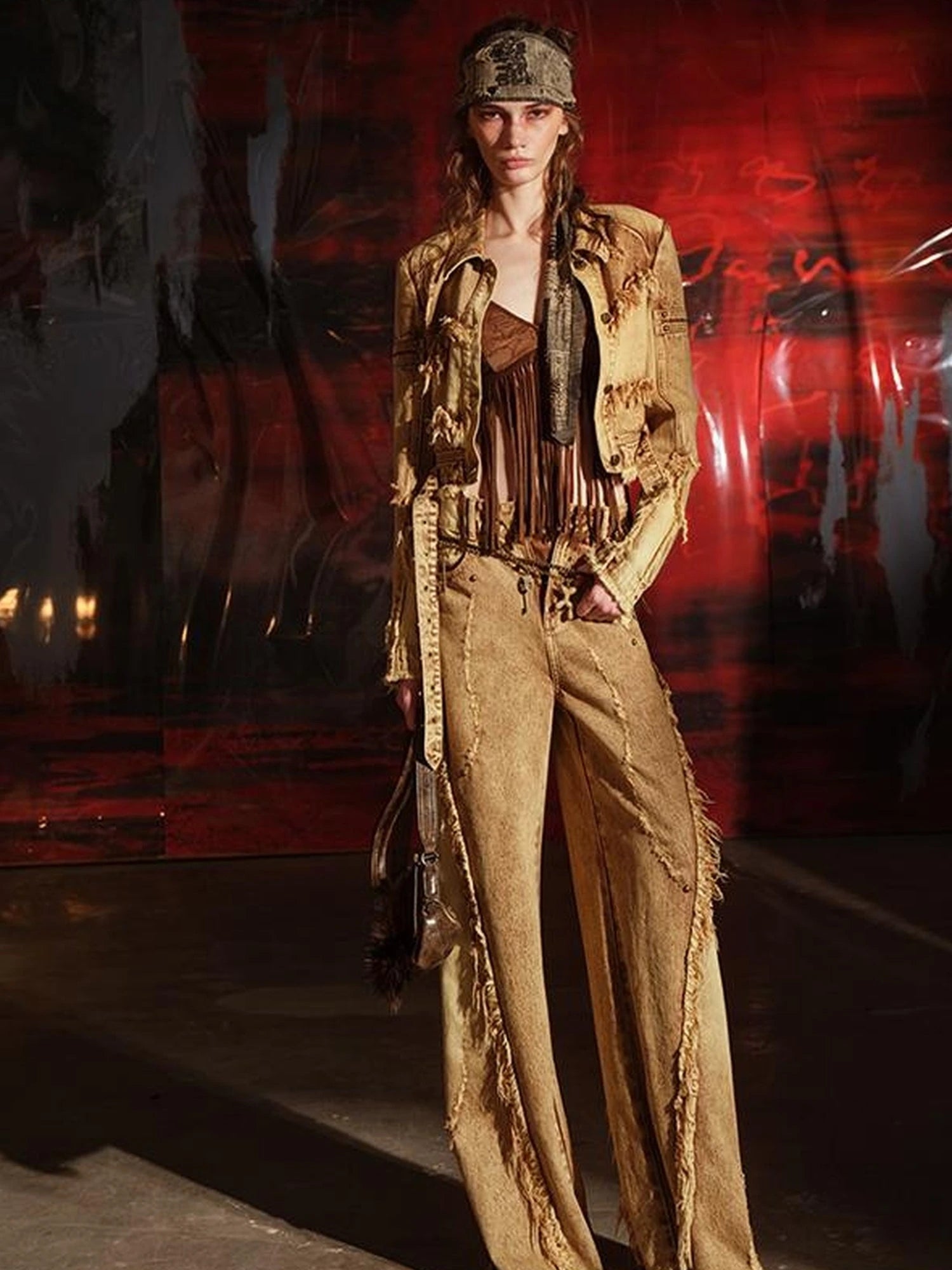 Sunset Wash Fringe Denim Set