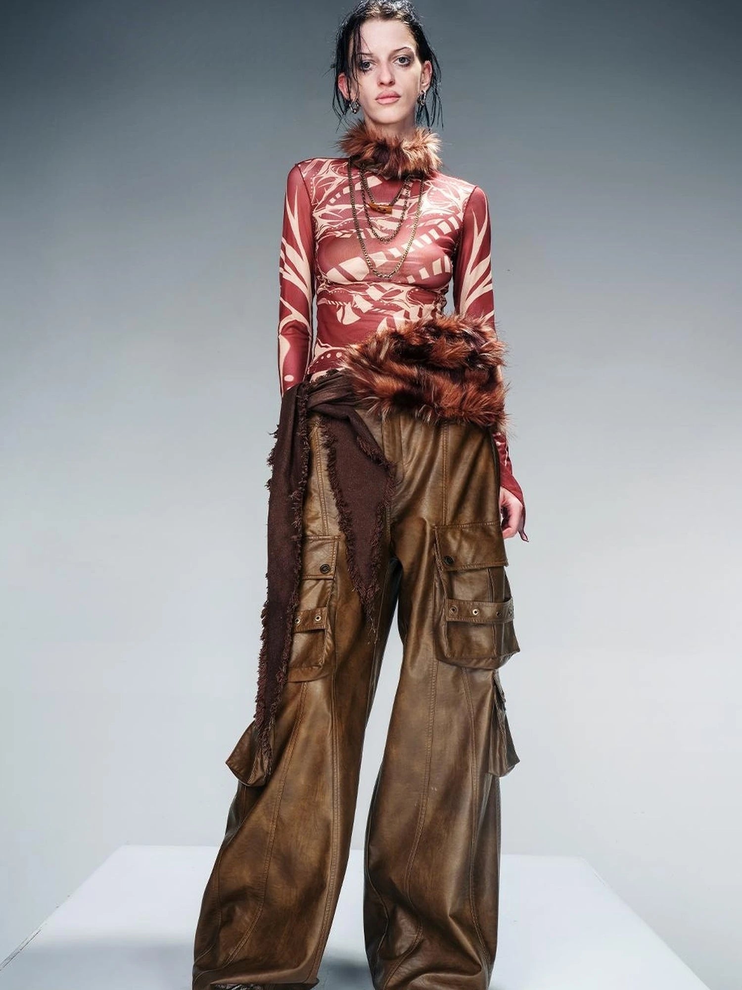 Tattoo Pain Graphic Sheer Mesh Skin Top