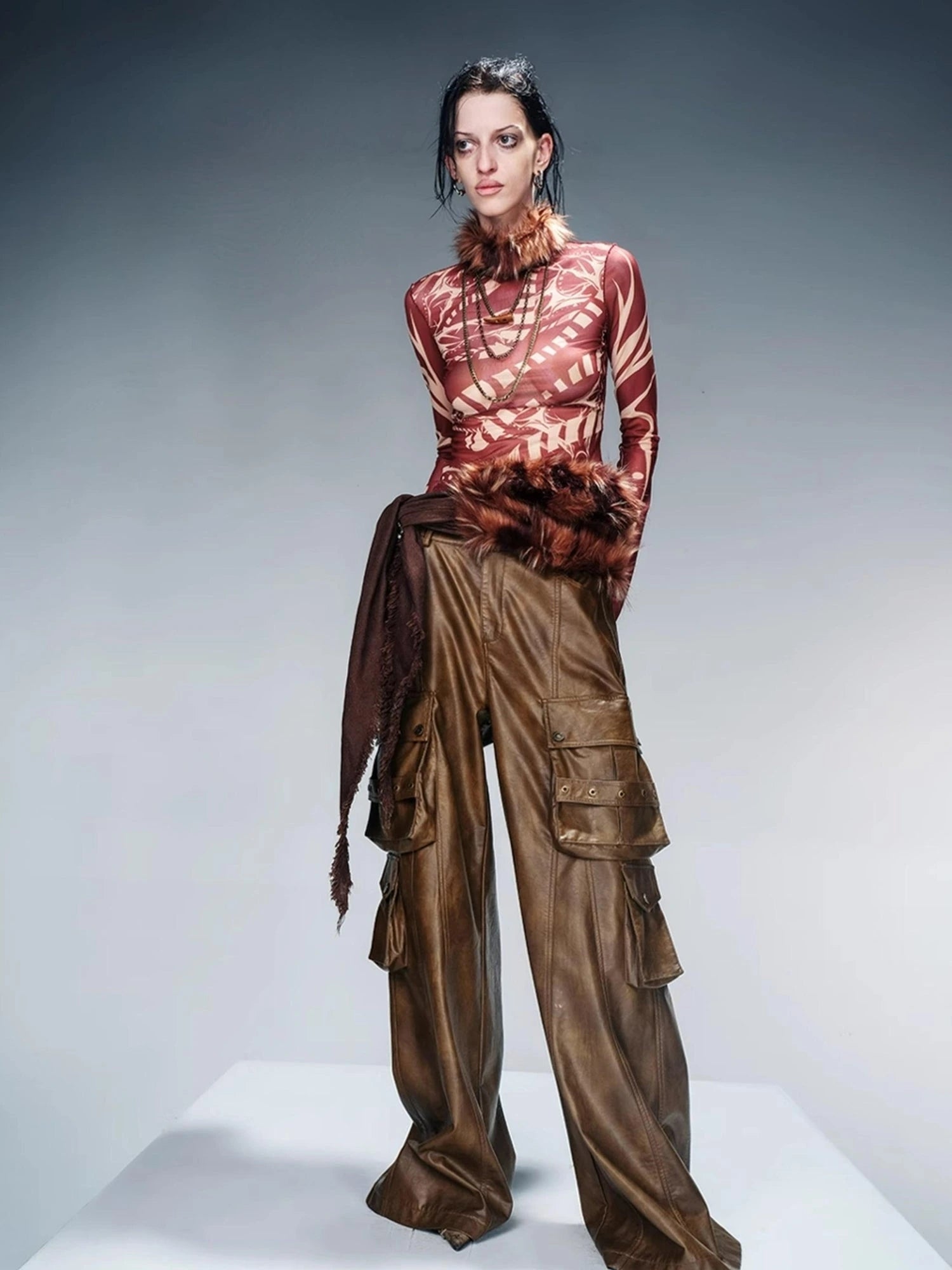 Tattoo Pain Graphic Sheer Mesh Skin Top