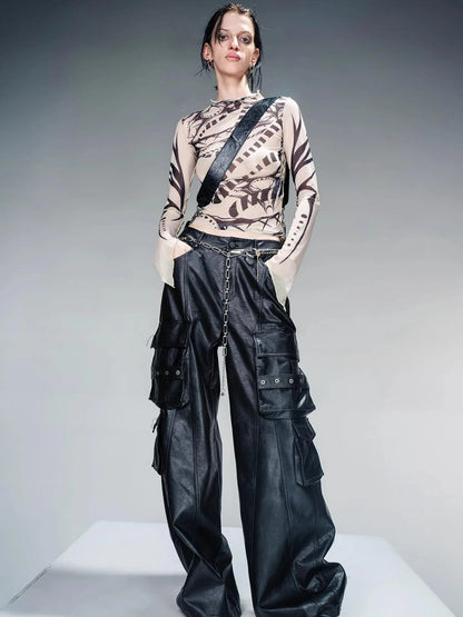 Tattoo Pain Graphic Sheer Mesh Skin Top