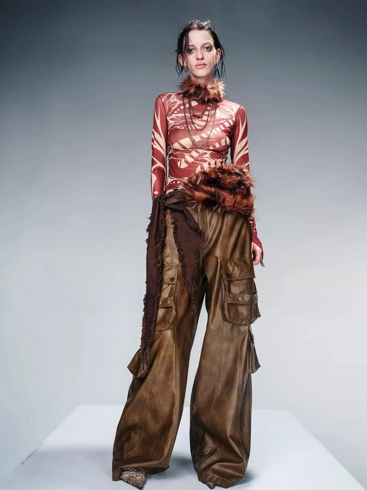 Tattoo Pain Graphic Sheer Mesh Skin Top