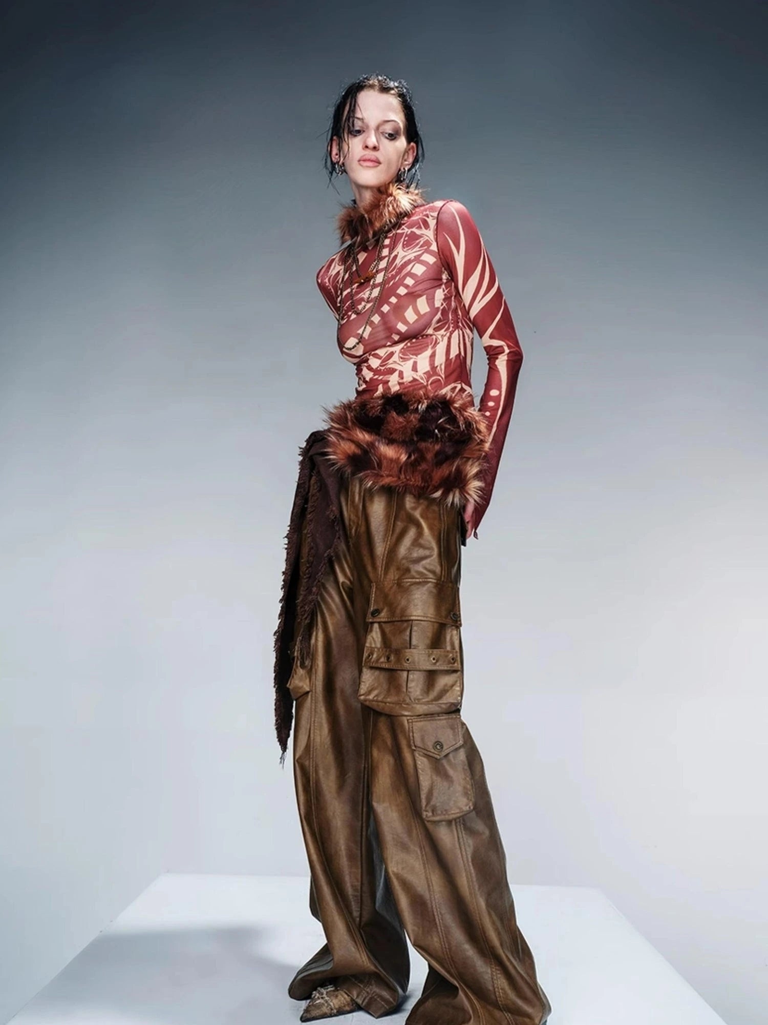 Tattoo Pain Graphic Sheer Mesh Skin Top