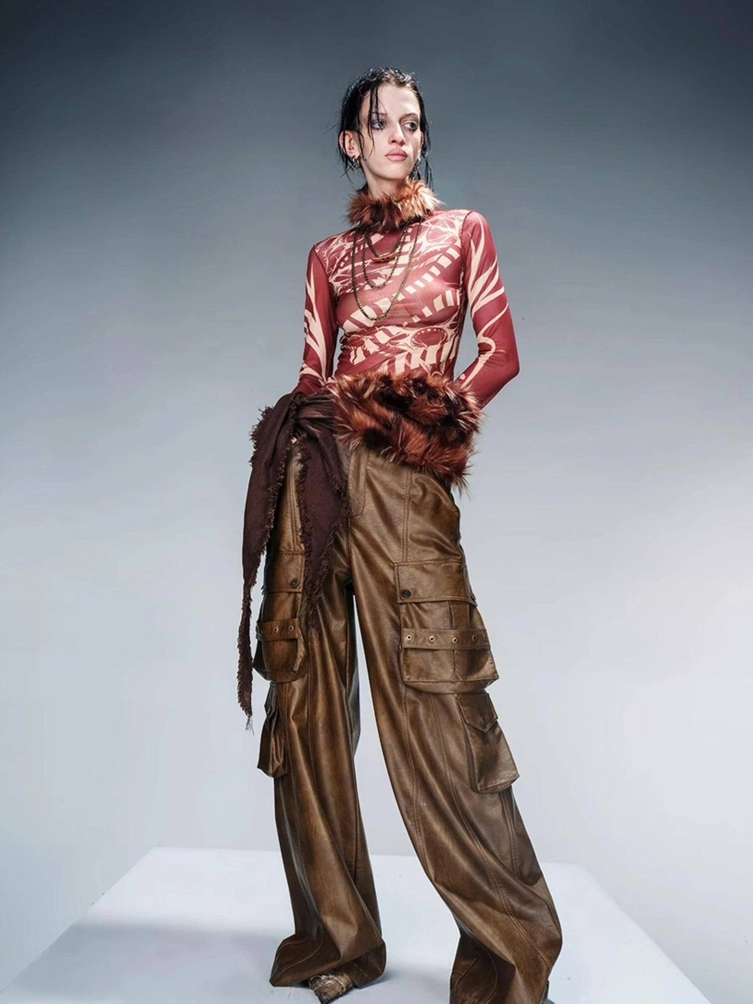 Tattoo Pain Graphic Sheer Mesh Skin Top