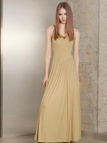 Tencel Wool Slip Dress V-neck T-shirt Long Sleeve