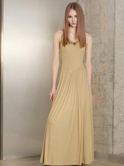 UpdateNN NORTH NODE Tencel Wool Slip Dress V-neck T-shirt Long Sleeve