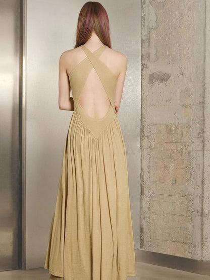 Tencel Wool Slip Dress V-neck T-shirt Long Sleeve