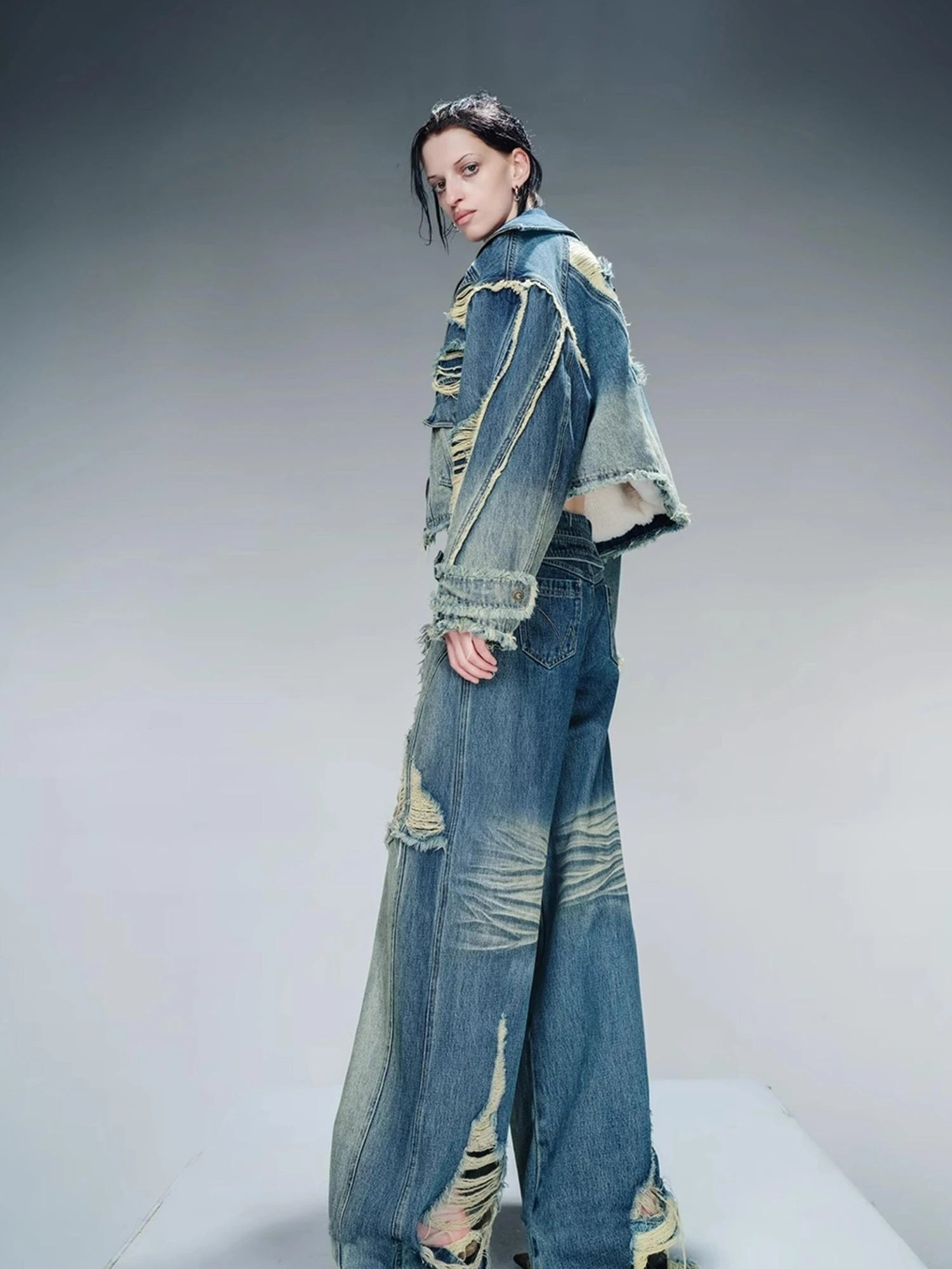 Thickened Faux Lambswool Denim Jacket