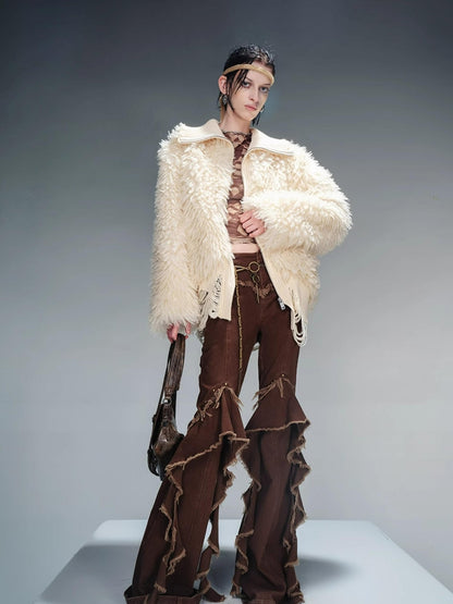 UpdateNN NORTH NODE Thread Textured Thickened Plush Fleece Coat
