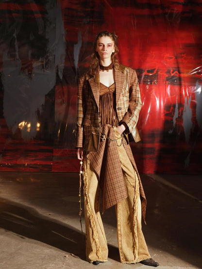Twilight Plaid Shoulder Pad Suit