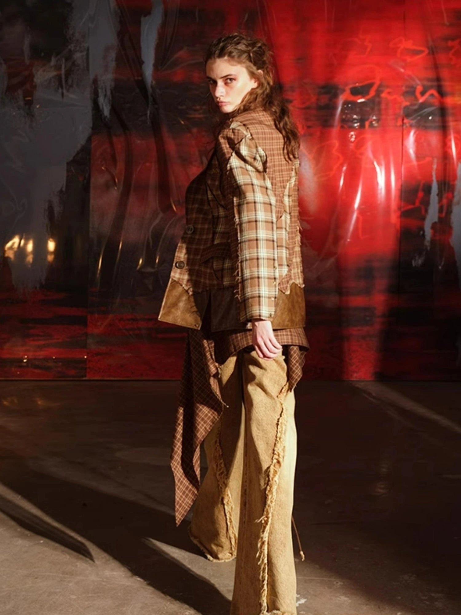 Twilight Plaid Shoulder Pad Suit