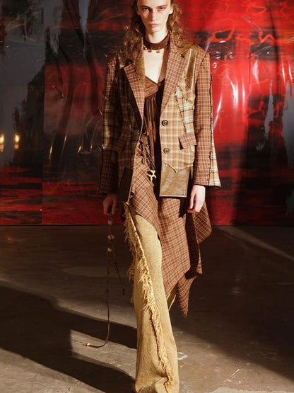 Twilight Plaid Shoulder Pad Suit
