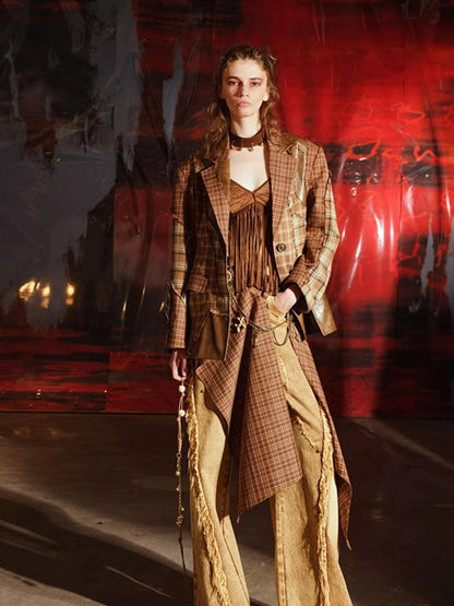 Twilight Plaid Shoulder Pad Suit