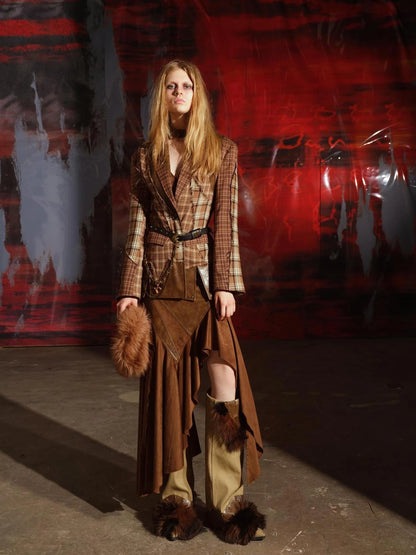Twilight Plaid Shoulder Pad Suit