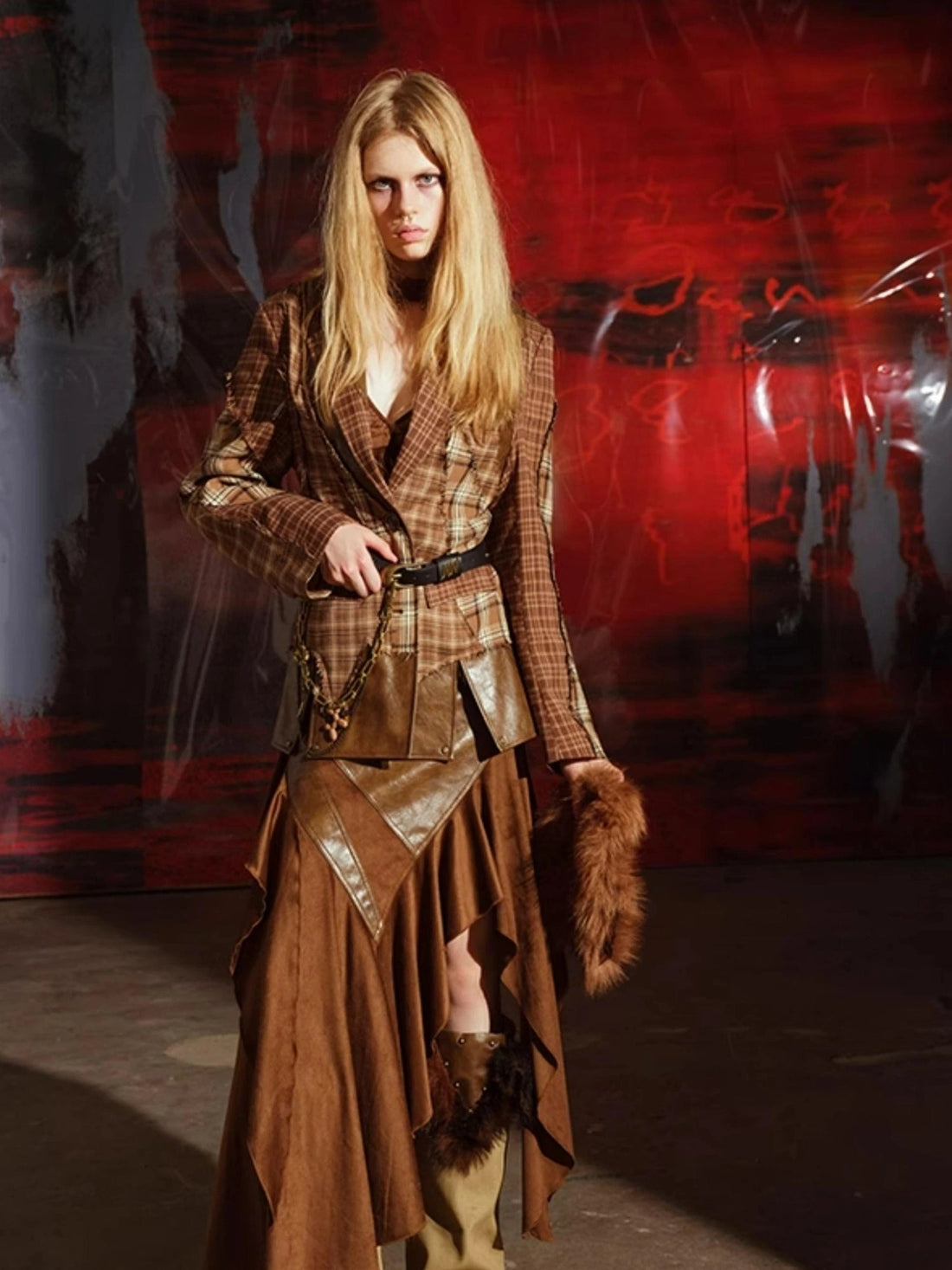 Twilight Plaid Shoulder Pad Suit