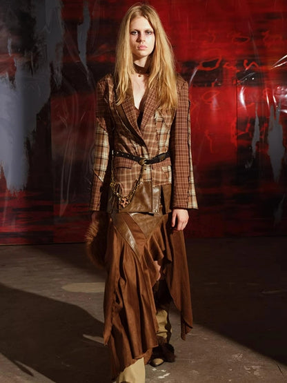 Twilight Plaid Shoulder Pad Suit