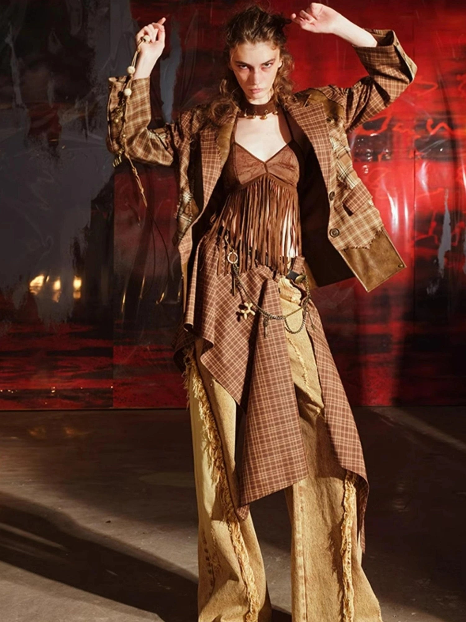 Twilight Plaid Shoulder Pad Suit