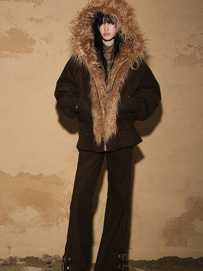 Two Piece Convertible Corduroy Skirt Pants with Detachable Belt