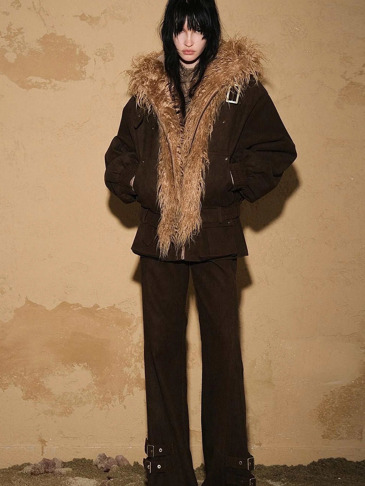 Two Piece Convertible Corduroy Skirt Pants with Detachable Belt