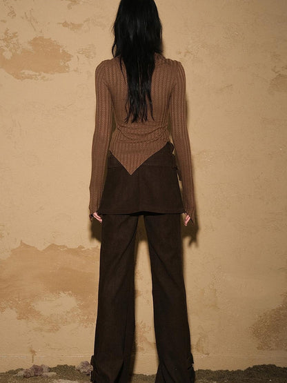 UpdateNN NORTH NODE Two Piece Convertible Corduroy Skirt Pants with Detachable Belt