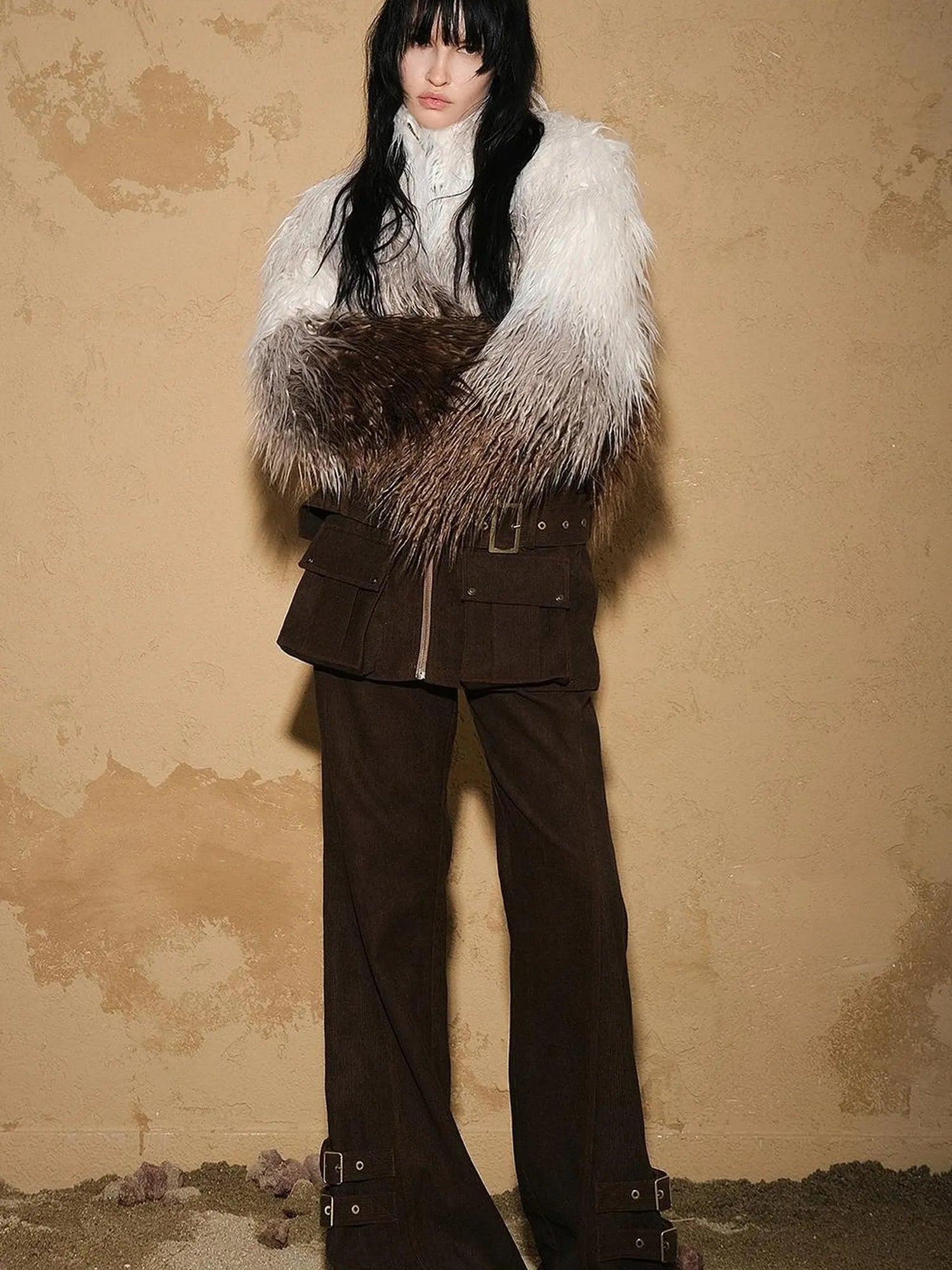 Two Piece Convertible Corduroy Skirt Pants with Detachable Belt