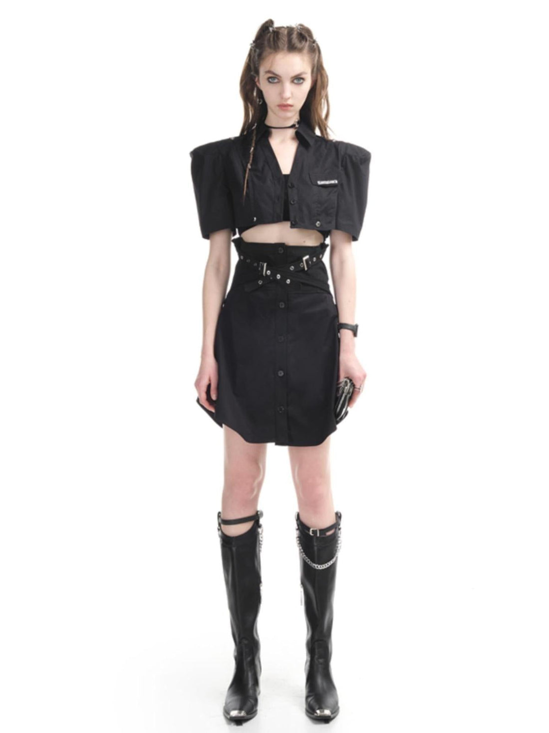 UpdateNN NORTH NODE Two Way Sleeveless Blazer Skirt Set With V-neck T-shirt Long Sleeve