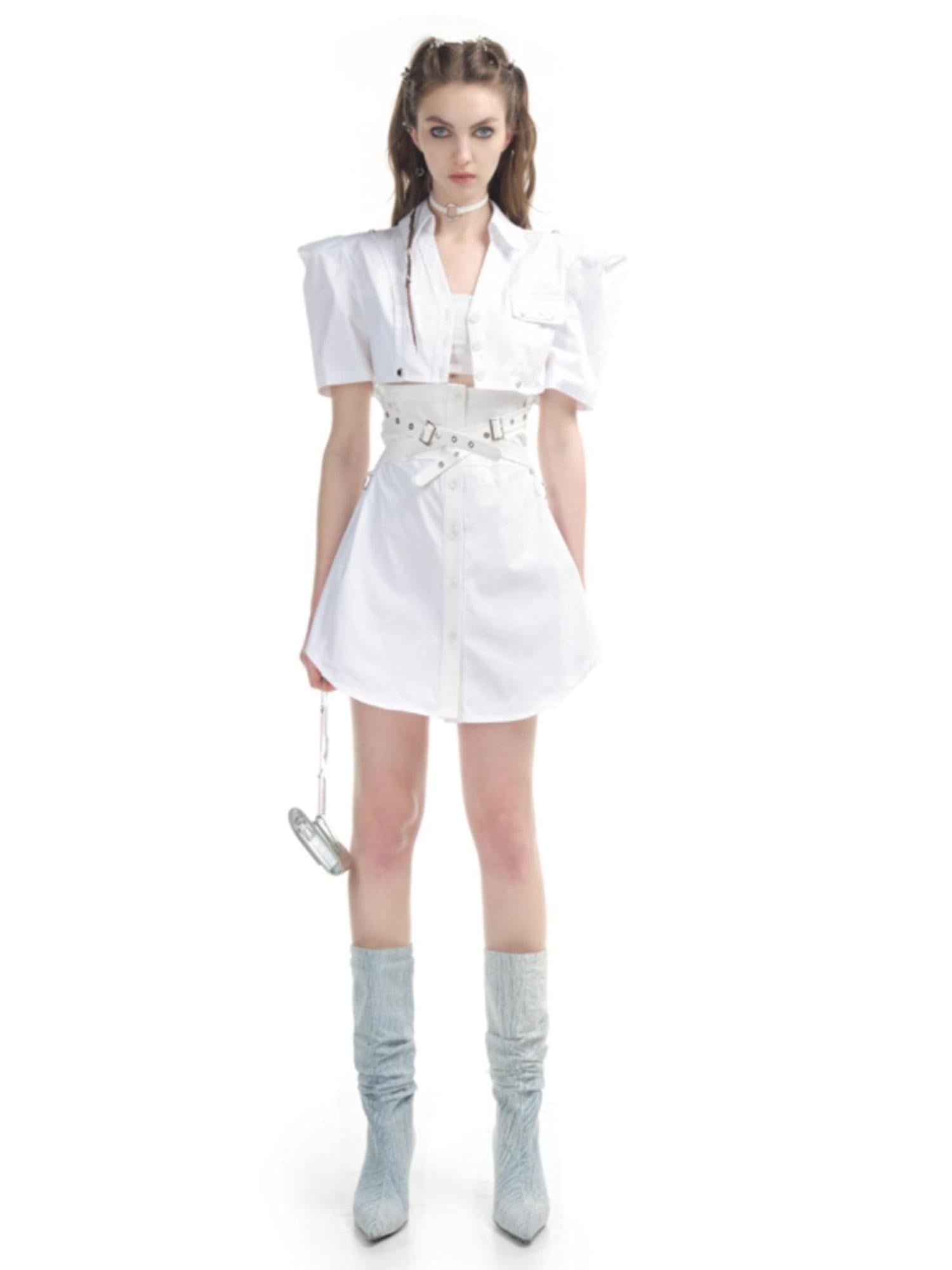 UpdateNN NORTH NODE Two Way Sleeveless Blazer Skirt Set With V-neck T-shirt Long Sleeve