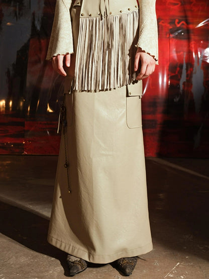 Unshrouded Fringe Suede Maxi Skirt