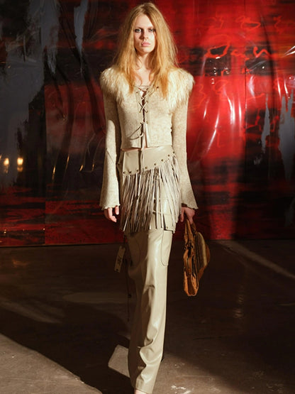 Unshrouded Fringe Suede Maxi Skirt