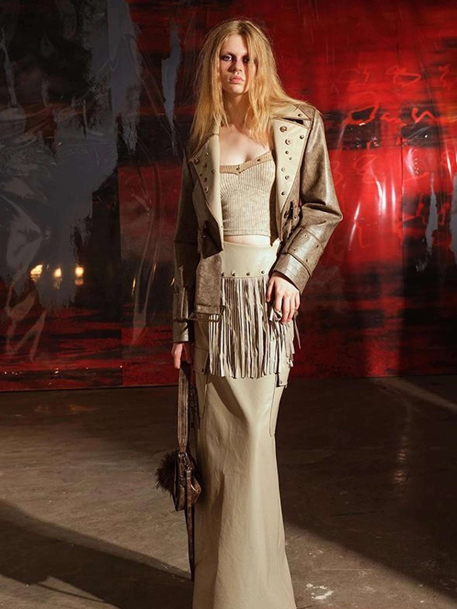 Unshrouded Fringe Suede Maxi Skirt