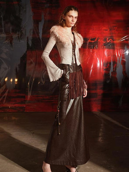 Unshrouded Fringe Suede Maxi Skirt