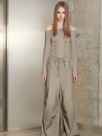 UpdateNN NORTH NODE Utility Parachute Cargo Pants With Hooded Top