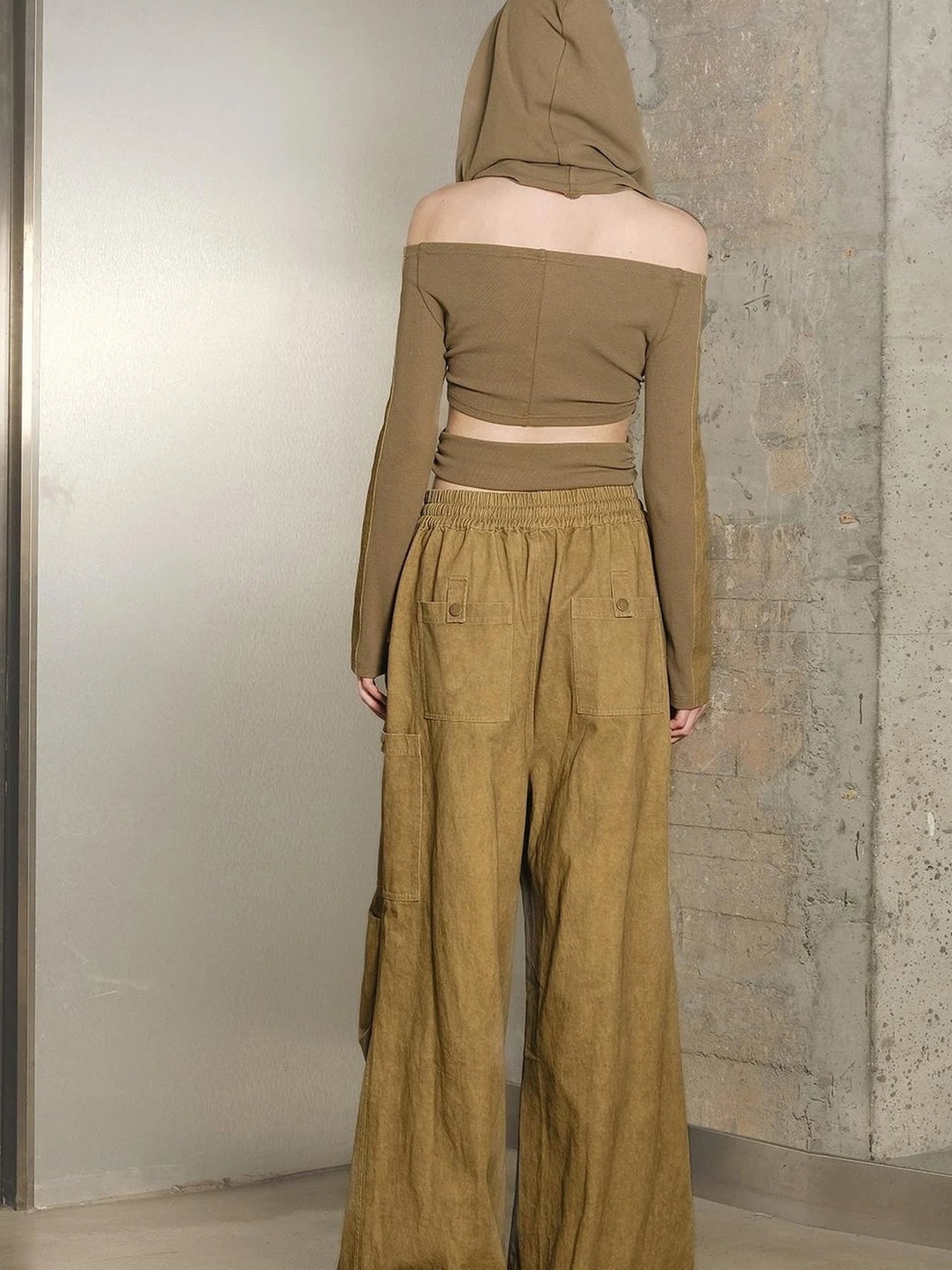 Utility Parachute Cargo Pants With Hooded Top