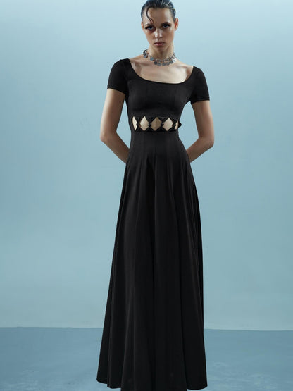 NN NORTH NODE V-neck Ethereal Threads Beaded Cutout Dress